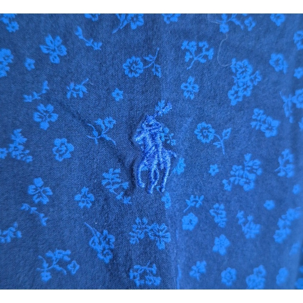 Polo Ralph Lauren Mens Dress Shirt XL Slim Fit Navy Blue Floral